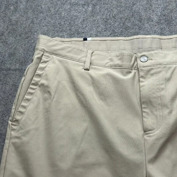 Rhoback Shorts Men 40 Beige Khaki Performance Lined 8" Flat Front Chino - Picture 2 of 16